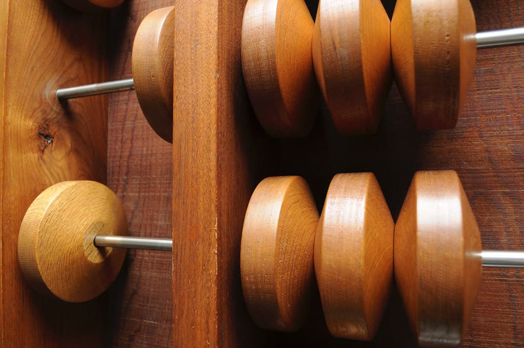Las cuentas de madera de un ábaco