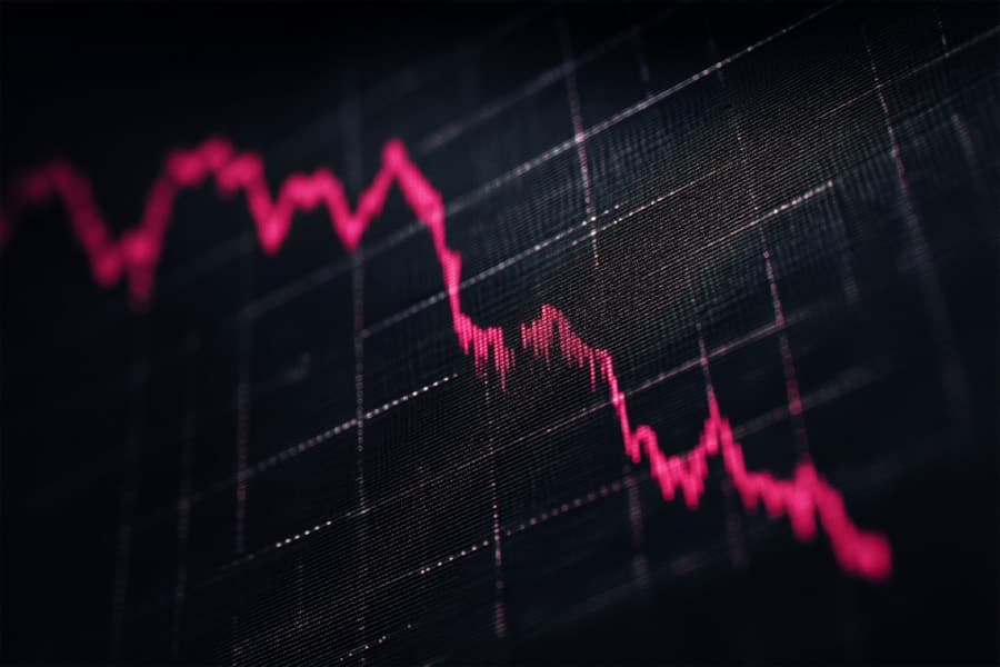 Un gráfico de cotización cayendo